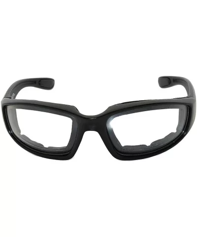 12 Wholesale Motorcycle Black Padded Foam Sport Glasses Colored Lens Sunglasses - 12-moto-black-clear - CW18DCE2NHS $23.98 Sport