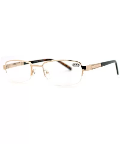 Reading Glasses Magnified Lens Half Rim Rectangular Spring Hinge - Gold - CJ18802DRS2 $7.10 Rectangular