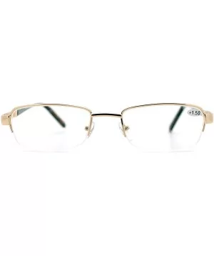 Reading Glasses Magnified Lens Half Rim Rectangular Spring Hinge - Gold - CJ18802DRS2 $7.10 Rectangular