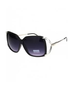 Womens Butterfly Plastic Designer Metal Ribbon Arm Sunglasses - Black Silver Smoke - CW18LNNI3SQ $6.11 Rectangular