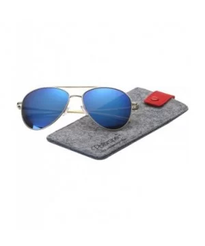 Classic Polarized Ultra Light Flex Hinge Aluminum Aviator Sunglasses - Aluminum Gold - Polarized Ice Blue - C3188X4T5SZ $7.65...