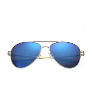 Classic Polarized Ultra Light Flex Hinge Aluminum Aviator Sunglasses - Aluminum Gold - Polarized Ice Blue - C3188X4T5SZ $7.65...