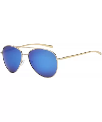 Classic Polarized Ultra Light Flex Hinge Aluminum Aviator Sunglasses - Aluminum Gold - Polarized Ice Blue - C3188X4T5SZ $7.65...