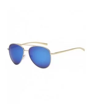 Classic Polarized Ultra Light Flex Hinge Aluminum Aviator Sunglasses - Aluminum Gold - Polarized Ice Blue - C3188X4T5SZ $7.65...