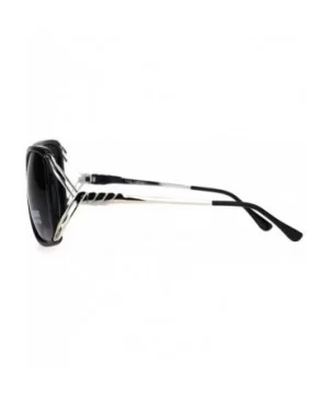 Womens Butterfly Plastic Designer Metal Ribbon Arm Sunglasses - Black Silver Smoke - CW18LNNI3SQ $6.11 Rectangular