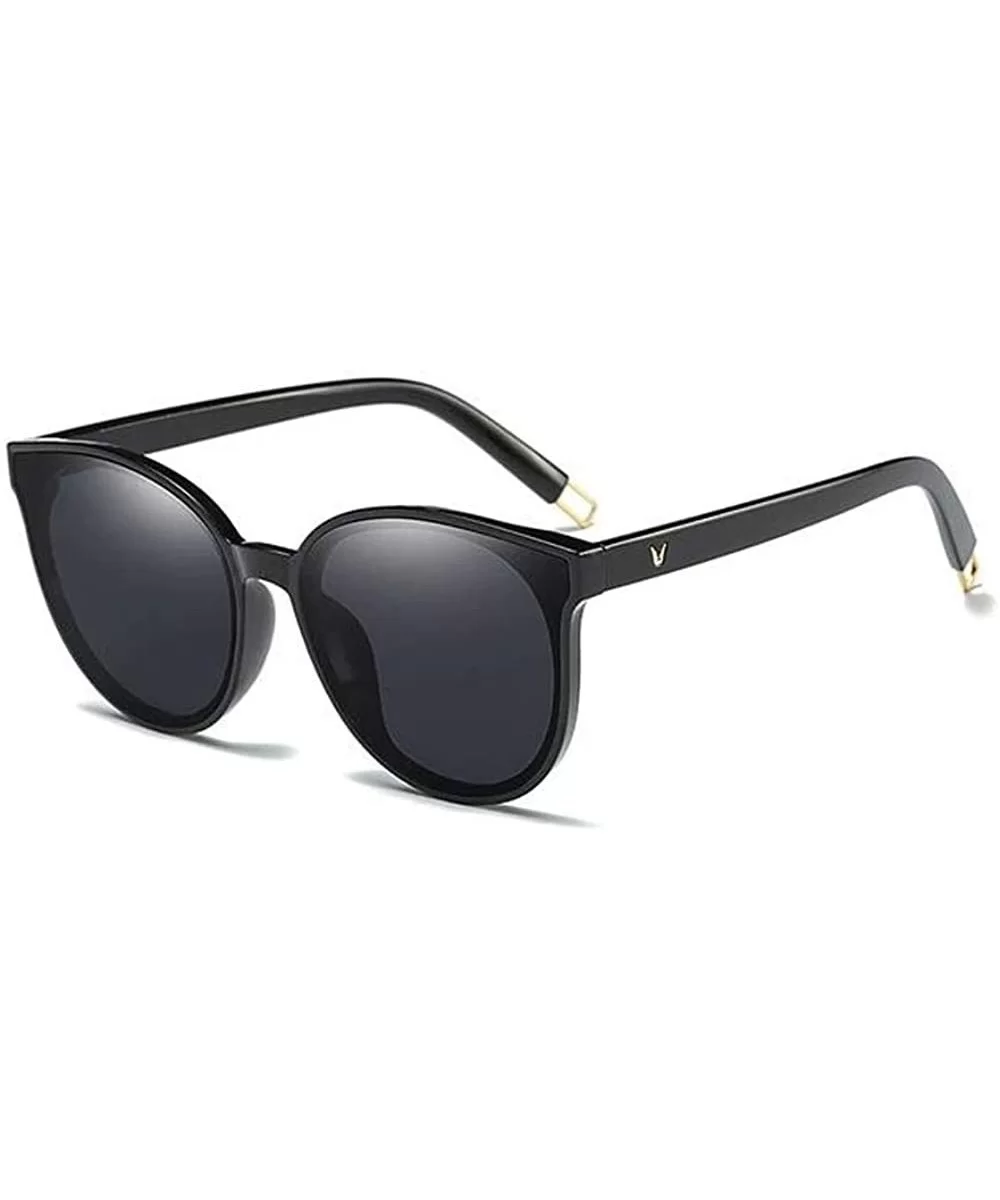 The Luxe Flat Top Oversized Cat Eye Sunglasses for Girls and Women - Black Black - C1193XKNYMK $38.94 Oversized