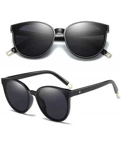 The Luxe Flat Top Oversized Cat Eye Sunglasses for Girls and Women - Black Black - C1193XKNYMK $38.94 Oversized