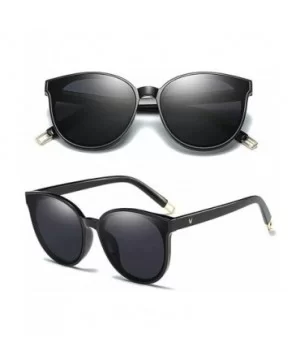 The Luxe Flat Top Oversized Cat Eye Sunglasses for Girls and Women - Black Black - C1193XKNYMK $38.94 Oversized