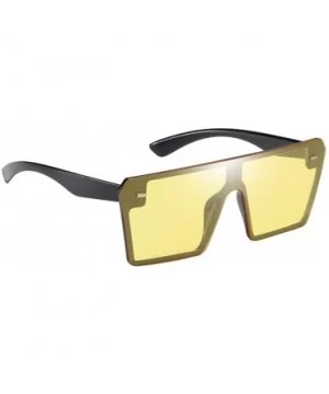 Rectangle Sunglasses Outdoor Oversized Frames Tinted Lens UV 400 Eyewear Shades - Yellow - CN190C57WL5 $8.47 Oversized