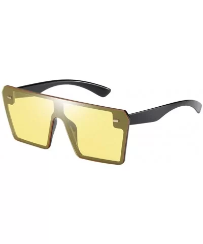 Rectangle Sunglasses Outdoor Oversized Frames Tinted Lens UV 400 Eyewear Shades - Yellow - CN190C57WL5 $8.47 Oversized