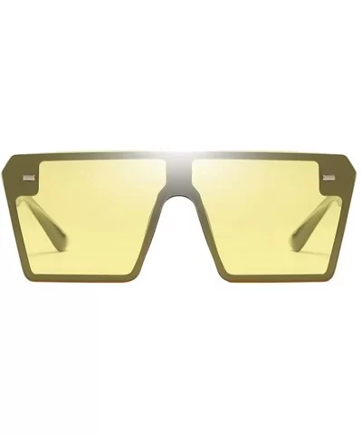 Rectangle Sunglasses Outdoor Oversized Frames Tinted Lens UV 400 Eyewear Shades - Yellow - CN190C57WL5 $8.47 Oversized