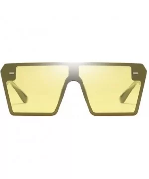 Rectangle Sunglasses Outdoor Oversized Frames Tinted Lens UV 400 Eyewear Shades - Yellow - CN190C57WL5 $8.47 Oversized