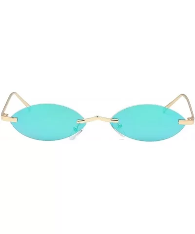 Small Oval Sunglasses Women Men Rimless Metal Retro Sun Glasses Mirror Unisex - Green Mirror - CJ18I8C2IZ6 $7.49 Rimless