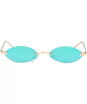 Small Oval Sunglasses Women Men Rimless Metal Retro Sun Glasses Mirror Unisex - Green Mirror - CJ18I8C2IZ6 $7.49 Rimless