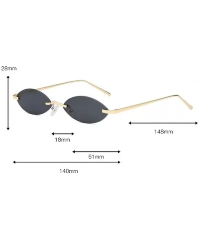 Small Oval Sunglasses Women Men Rimless Metal Retro Sun Glasses Mirror Unisex - Green Mirror - CJ18I8C2IZ6 $7.49 Rimless