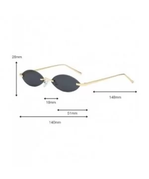 Small Oval Sunglasses Women Men Rimless Metal Retro Sun Glasses Mirror Unisex - Green Mirror - CJ18I8C2IZ6 $7.49 Rimless