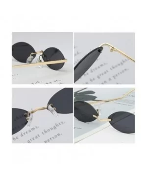 Small Oval Sunglasses Women Men Rimless Metal Retro Sun Glasses Mirror Unisex - Green Mirror - CJ18I8C2IZ6 $7.49 Rimless