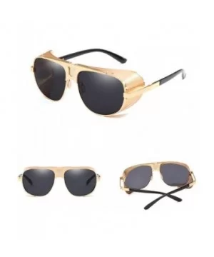 Men's SJR-A19 Flat Top Mesh Side Shield Metal Aviator Sunglasses - Gold+black - CT18H66RHCI $11.29 Goggle