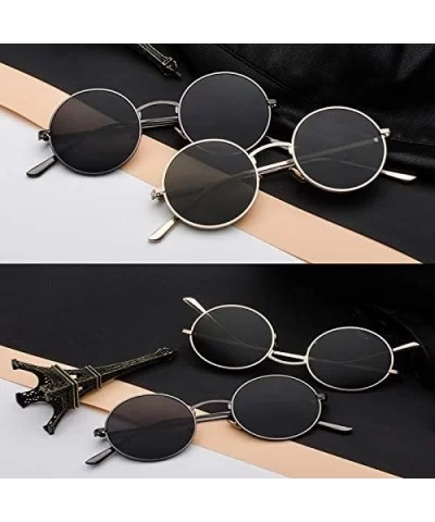 Men's Sunglasses Fashion Round Eyeglasses Metal Frame Women Driving Sun Glasses UV400 Protection Eyewear - CC18X4OQNX4 $12.07...