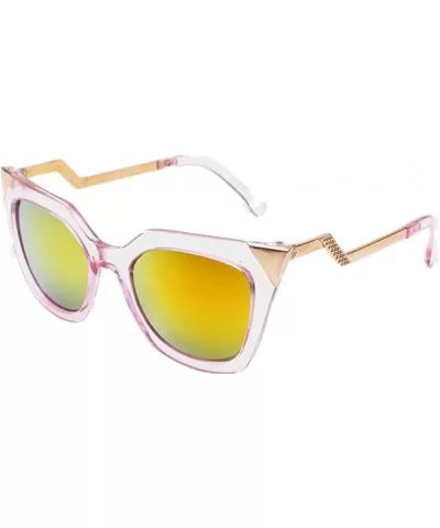 Women's Metal Triangle Cat's Eye Sunglasses Personality Style Sunglasses - Pink - C911ZSI9YOJ $5.56 Goggle