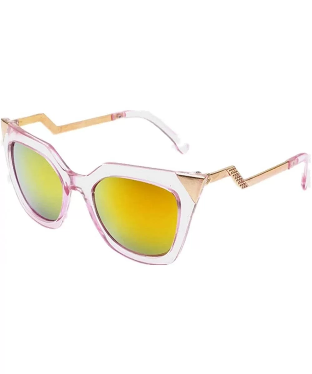 Women's Metal Triangle Cat's Eye Sunglasses Personality Style Sunglasses - Pink - C911ZSI9YOJ $5.56 Goggle