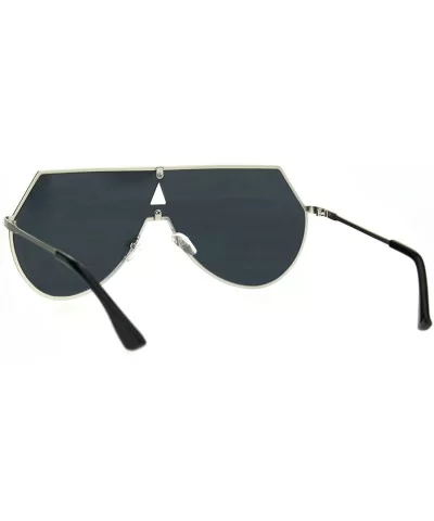 Futuristic Fashion Sunglasses Unisex Shield Aviator Metal Frame UV 400 - Silver (Black) - CB186782IRU $6.08 Aviator