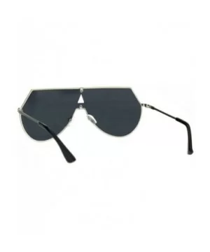 Futuristic Fashion Sunglasses Unisex Shield Aviator Metal Frame UV 400 - Silver (Black) - CB186782IRU $6.08 Aviator