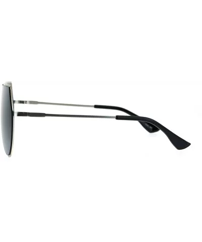 Futuristic Fashion Sunglasses Unisex Shield Aviator Metal Frame UV 400 - Silver (Black) - CB186782IRU $6.08 Aviator