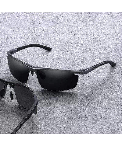 DESIGN Men Classic Aluminum Alloy Sunglasses HD Polarized Sunglasses C01 Black - C04 Gray Blue - CD18XDW9M7T $9.88 Aviator