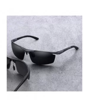 DESIGN Men Classic Aluminum Alloy Sunglasses HD Polarized Sunglasses C01 Black - C04 Gray Blue - CD18XDW9M7T $9.88 Aviator