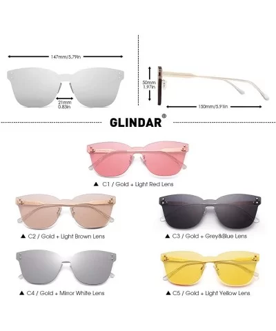 RimlThicken Women Sunlgasses One Piece Candy Color Sun Glasses For - C4 Mirror White - C4197Y6O2E3 $16.66 Rimless