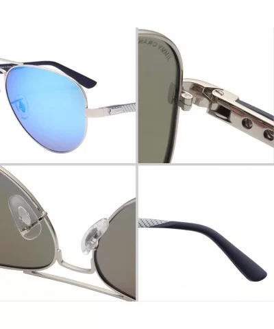 Polarized Womens Mens Aviator Metal Fashion Sunglasses UV Protection J808T - Blue - CG1858OWWU6 $22.00 Oversized