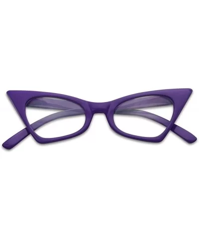 1950's Retro Vintage High Pointed Colorful Clear Lens Geometric Cat Eye Glasses Non-Prescription - Purple - CQ18EZ34II2 $7.82...