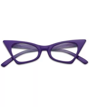 1950's Retro Vintage High Pointed Colorful Clear Lens Geometric Cat Eye Glasses Non-Prescription - Purple - CQ18EZ34II2 $7.82...