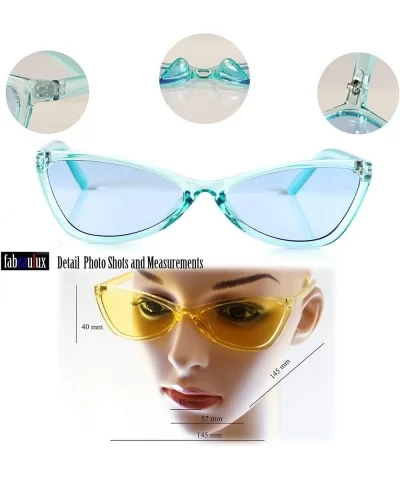 Iconic Celebrity Eye-Candy Wide Triangle Cat-Eye Sunglasses A210 - Blue - CR18GE2NAEM $8.97 Cat Eye