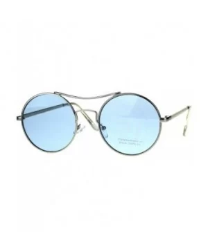 Vintage Fashion Womens Sunglasses Round Circle Metal Frame Color Lens - Silver (Blue) - CG180OGWNWO $9.73 Round