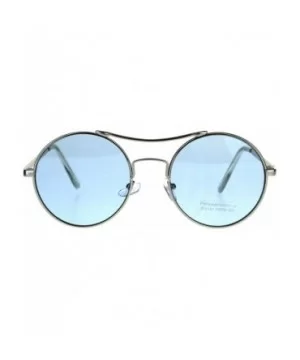 Vintage Fashion Womens Sunglasses Round Circle Metal Frame Color Lens - Silver (Blue) - CG180OGWNWO $9.73 Round