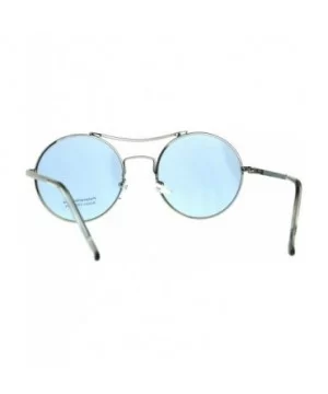 Vintage Fashion Womens Sunglasses Round Circle Metal Frame Color Lens - Silver (Blue) - CG180OGWNWO $9.73 Round