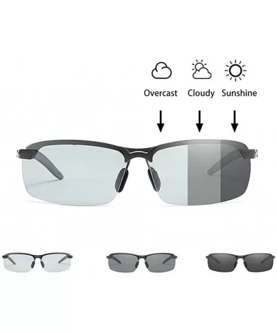 Men's Photochromic Sunglasses with Polarized Lens for Outdoor 100% UV - Black Grey - CO18WIDTYOW $9.27 Oval