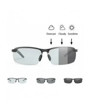 Men's Photochromic Sunglasses with Polarized Lens for Outdoor 100% UV - Black Grey - CO18WIDTYOW $9.27 Oval