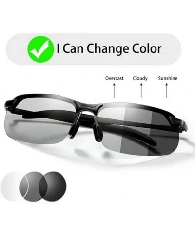 Men's Photochromic Sunglasses with Polarized Lens for Outdoor 100% UV - Black Grey - CO18WIDTYOW $9.27 Oval