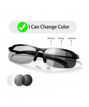 Men's Photochromic Sunglasses with Polarized Lens for Outdoor 100% UV - Black Grey - CO18WIDTYOW $9.27 Oval