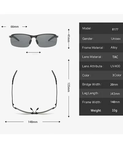 Men's Photochromic Sunglasses with Polarized Lens for Outdoor 100% UV - Black Grey - CO18WIDTYOW $9.27 Oval