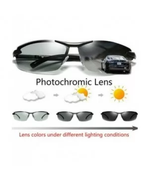 Men's Photochromic Sunglasses with Polarized Lens for Outdoor 100% UV - Black Grey - CO18WIDTYOW $9.27 Oval