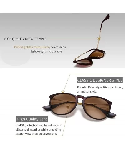 Vintage Round Sunglasses for Women Classic Retro Designer Style - Brown Frame(matte Finish)/Brown Gradient Lens - CE18C8RMT3Q...