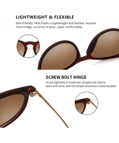 Vintage Round Sunglasses for Women Classic Retro Designer Style - Brown Frame(matte Finish)/Brown Gradient Lens - CE18C8RMT3Q...