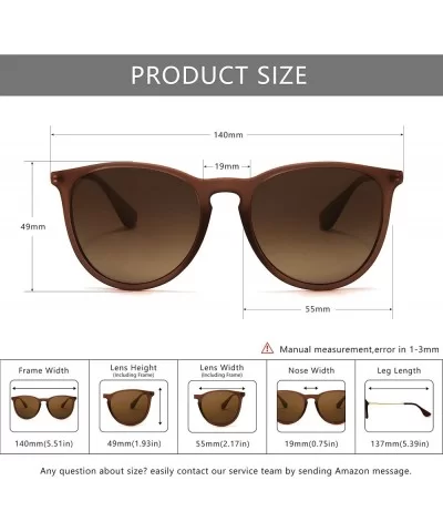 Vintage Round Sunglasses for Women Classic Retro Designer Style - Brown Frame(matte Finish)/Brown Gradient Lens - CE18C8RMT3Q...