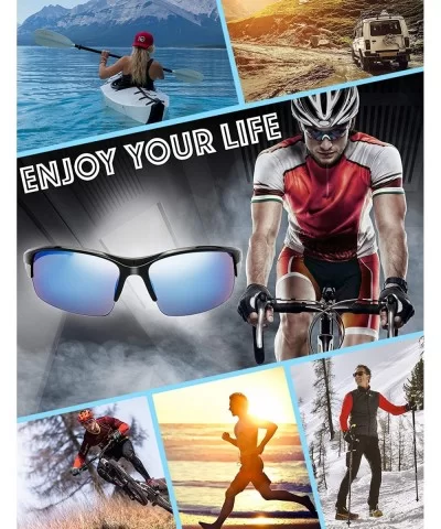 Half Frame Sports Sunglasses for Men Women Baseball Cycling Running - S606-shiny Black - CX18EMNDSCY $15.71 Rimless