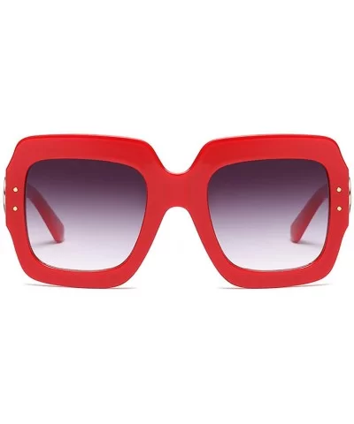 Oversized Square Woman Sunglasses Vintage Men Eyewear Luxury Retro Plastic Sun Glasses - Red/Gradual Gray - CO18D7HOHN0 $7.62...