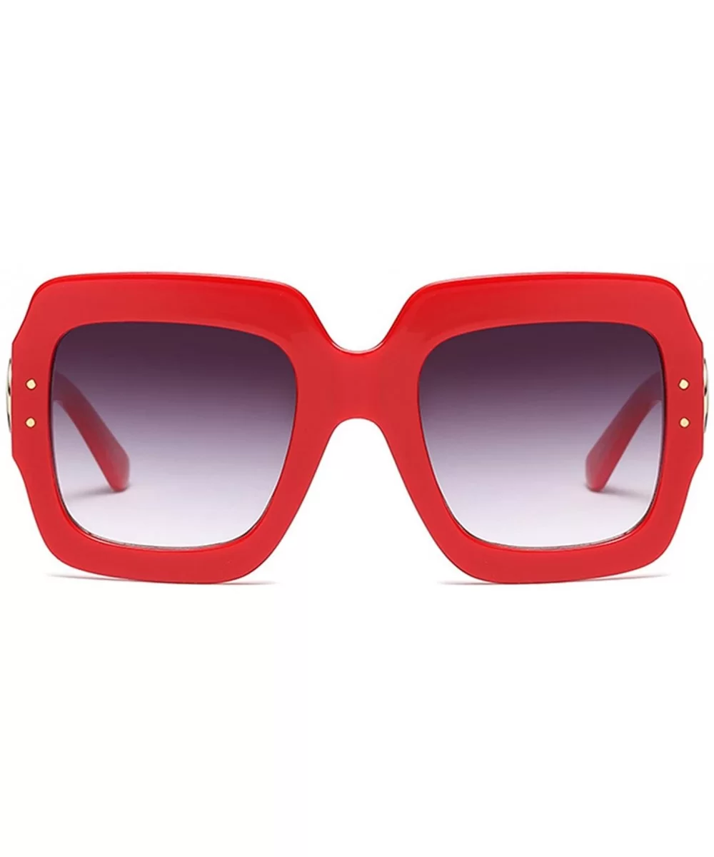 Oversized Square Woman Sunglasses Vintage Men Eyewear Luxury Retro Plastic Sun Glasses - Red/Gradual Gray - CO18D7HOHN0 $7.62...